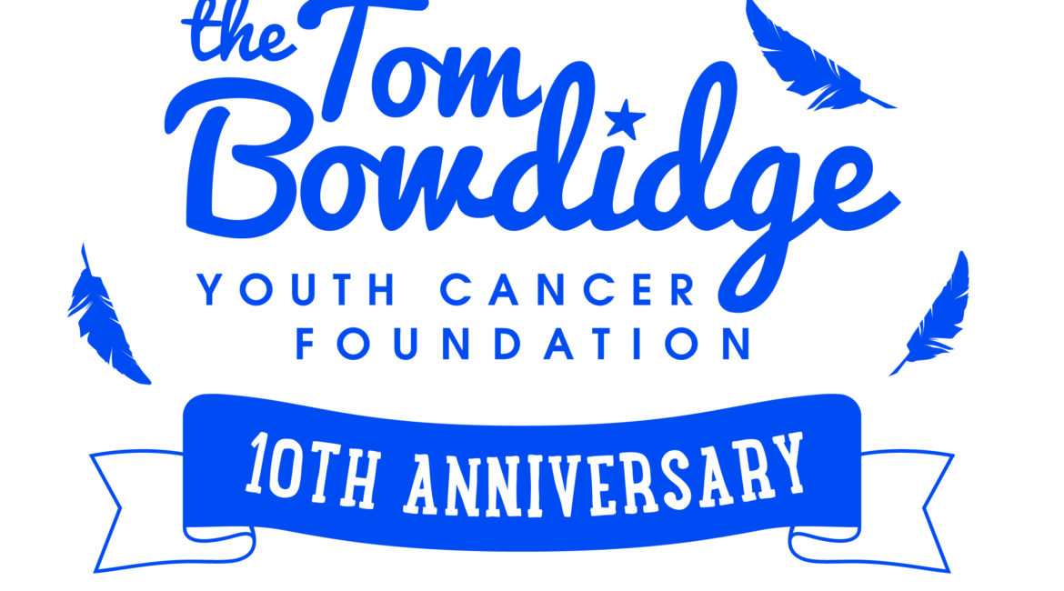 Tom Bowdidge Youth Cancer Foundation 10th anniversay logo with background Tom Bowdidge Youth Cancer Foundation 10th anniversay logo with background